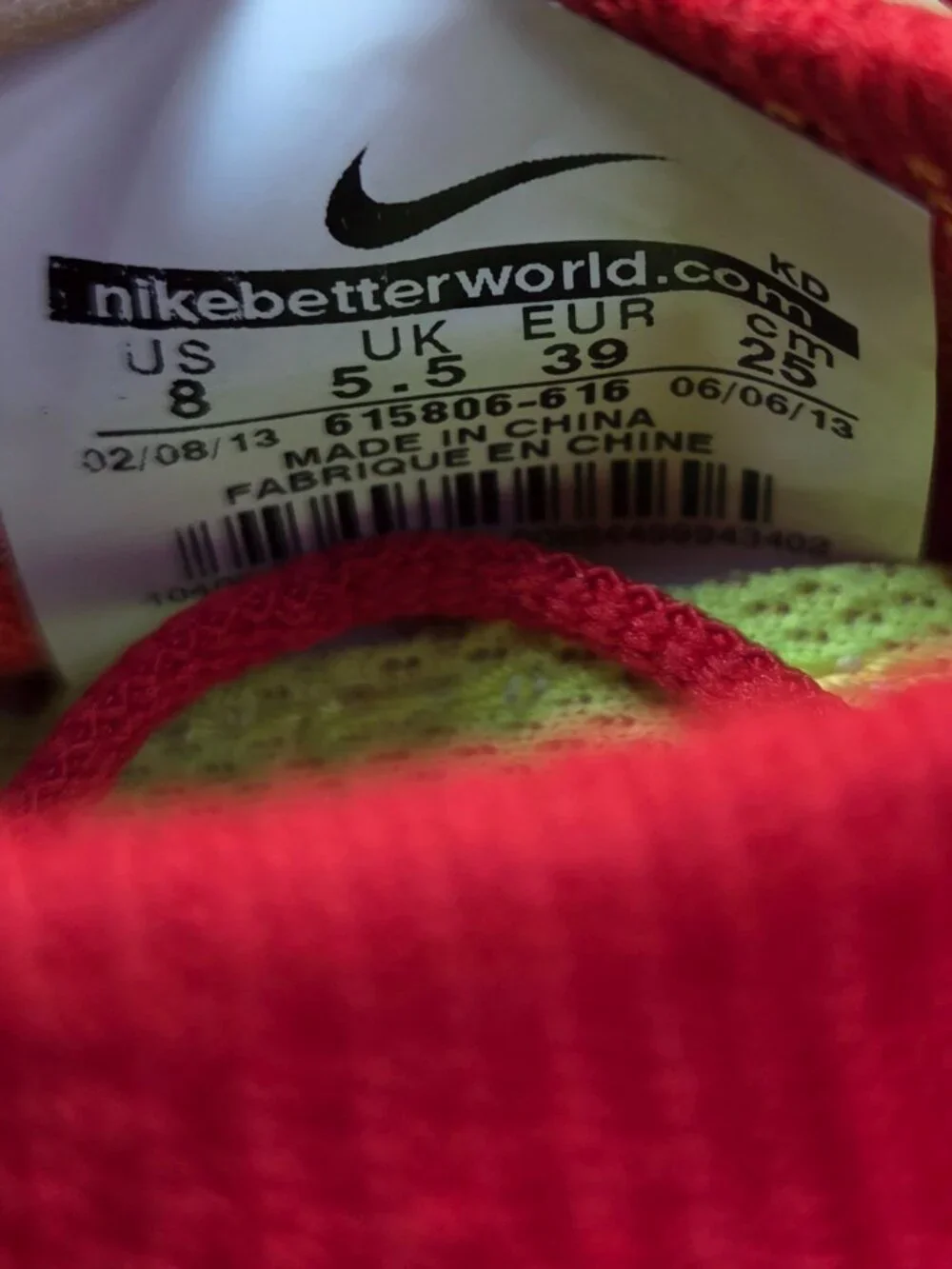 Nike Free 5.0 Flyknit Women Red Running Shoes Sneakers Size 8
